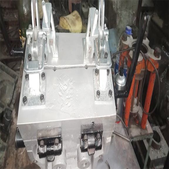 A blow mould on the bench in our workshop