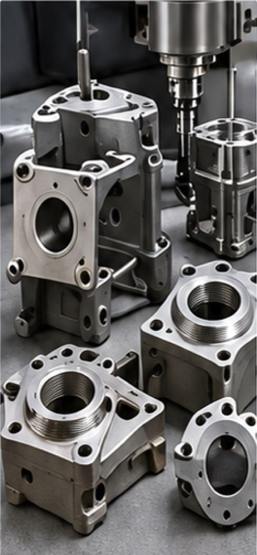 Machined aluminium housings after casting