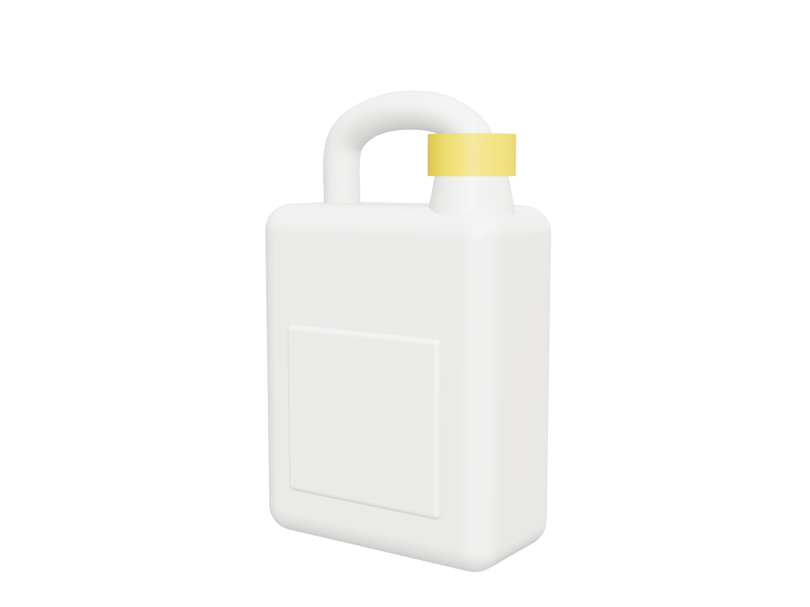 A white HDPE jerry can with a yellow cap